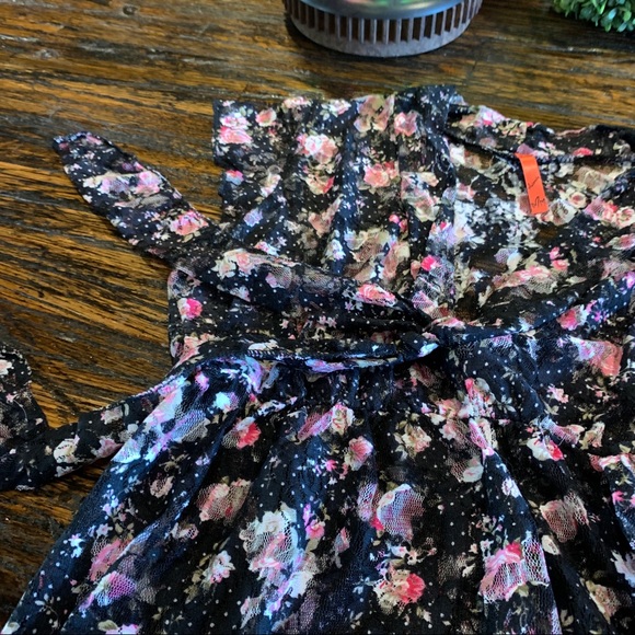 Floral Cottage Core Top Baby Doll Spandex Ties L - Picture 12 of 16